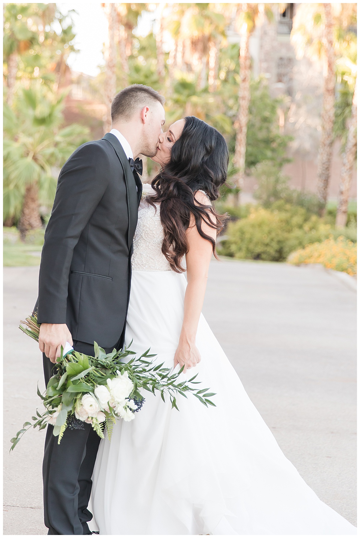 Bride and Groom Kissing Las Vegas Elopement