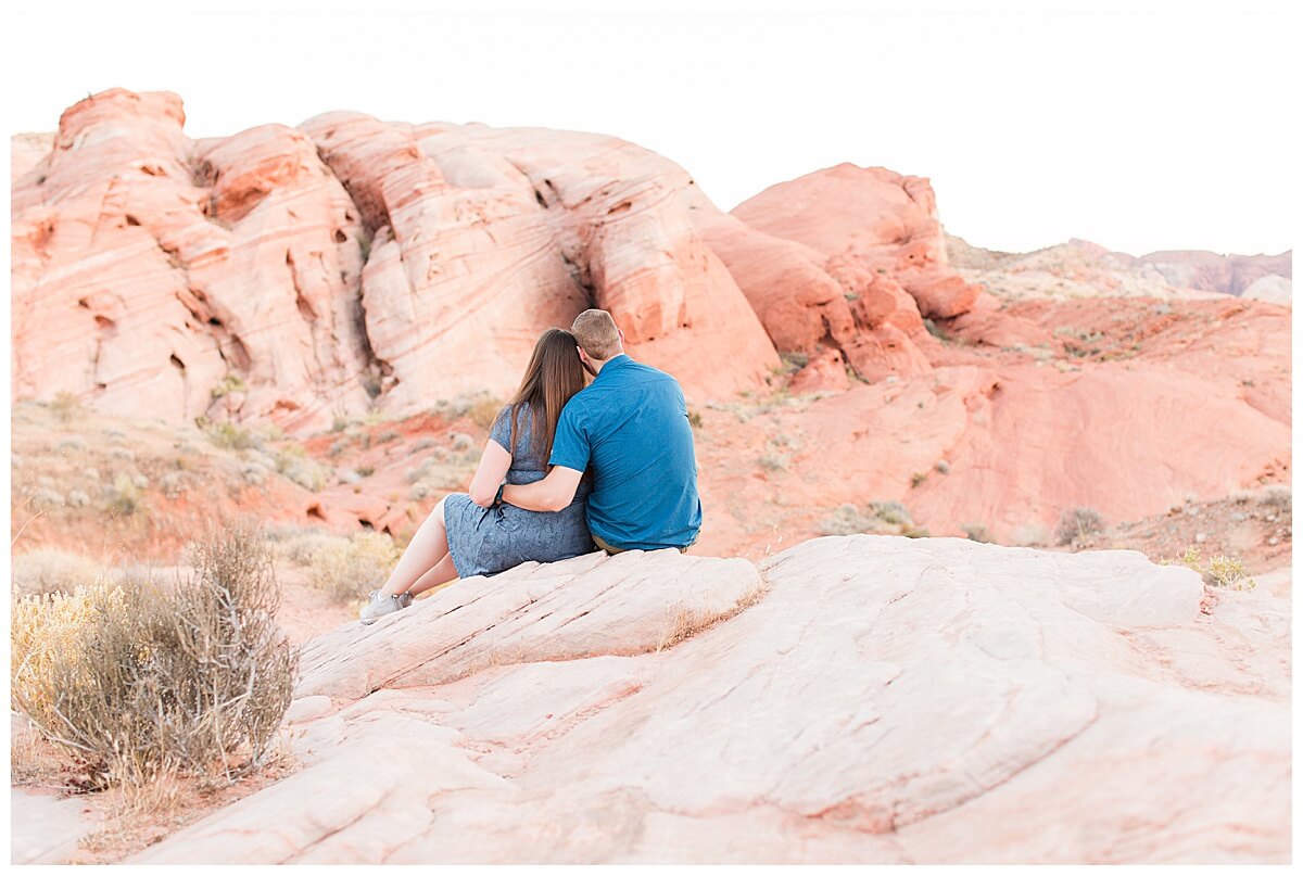 Couple enjoying beautiful view at the Valley of Fire